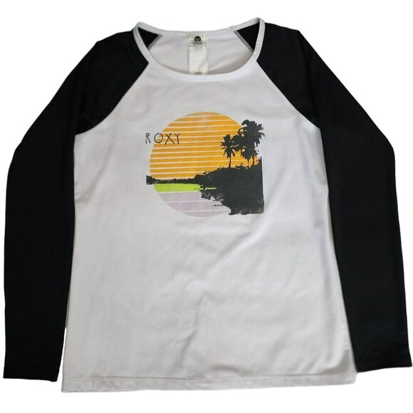 Roxy Other - ROXY Swim Women's White/Black Raglan Long Sleeve Classic Beach Swim Shirt Medium